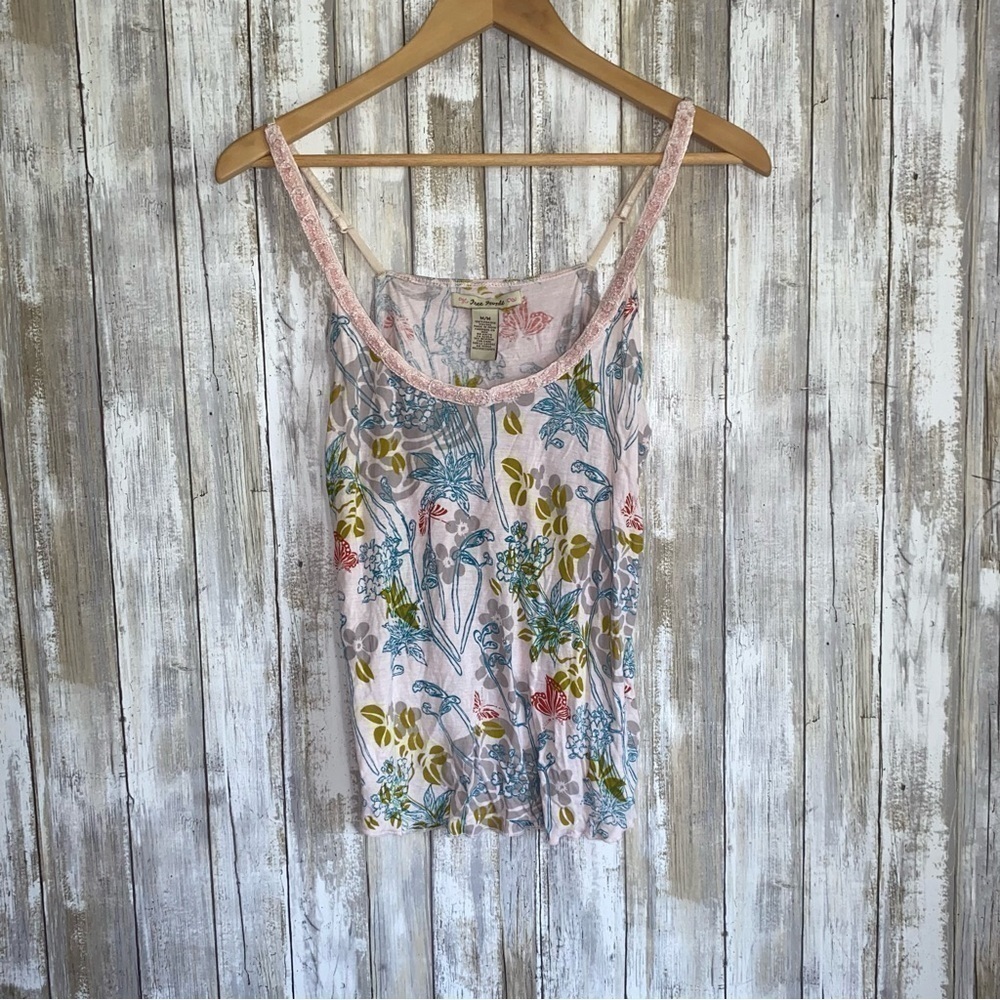 Free People Floral Cami Tank Y2K Boho High Low Hem Pink Viscose Medium - Picture 2 of 7